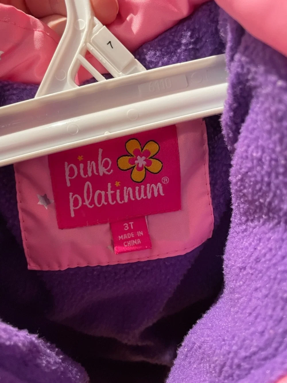 Pink Platinum Pink and Purple Girls Jacket with Flower Logo